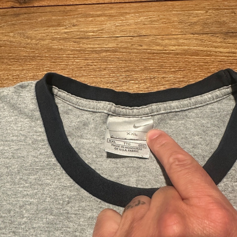 Vintage‎ Nike Grey Ringer T-Shirt Mens XXL - Picture 4 of 6